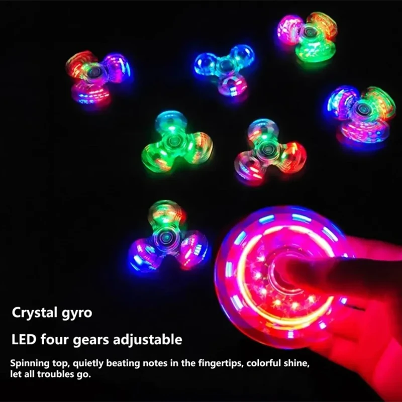 Spinner de mano con luz LED luminosa, giradores superiores que brillan en la oscuridad, EDC Figet Spiner, juguetes para aliviar el estrés de los dedos