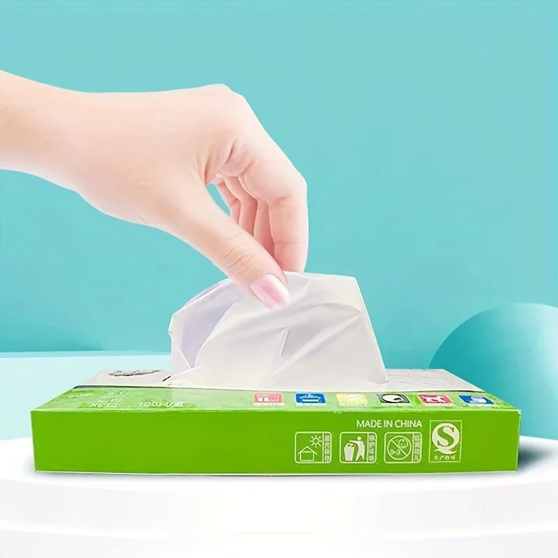 1 Boxed Thickened Extraction Kitchen Disposable Gloves, Food Thickened and Durable Extraction Type Household Film Gloves