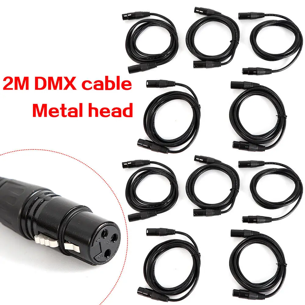 10pcs 2m DMX Cable Male to XLR Female Microphone For Stage Lights 3 Pin Cable-