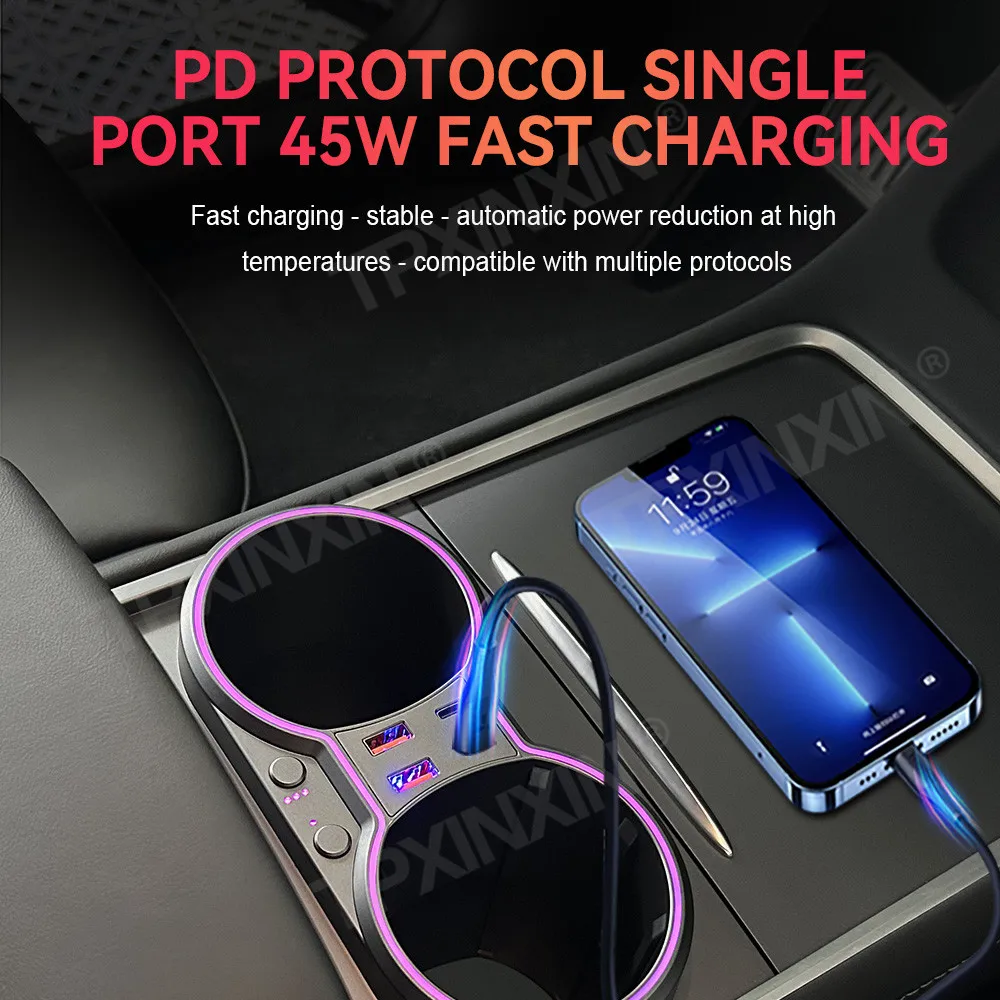 Car Fragrance Expansion Dock Fit for Tesla Model 3 Model Y Auto Expansion Fast Charging Holder Ambient Light Interior Parts