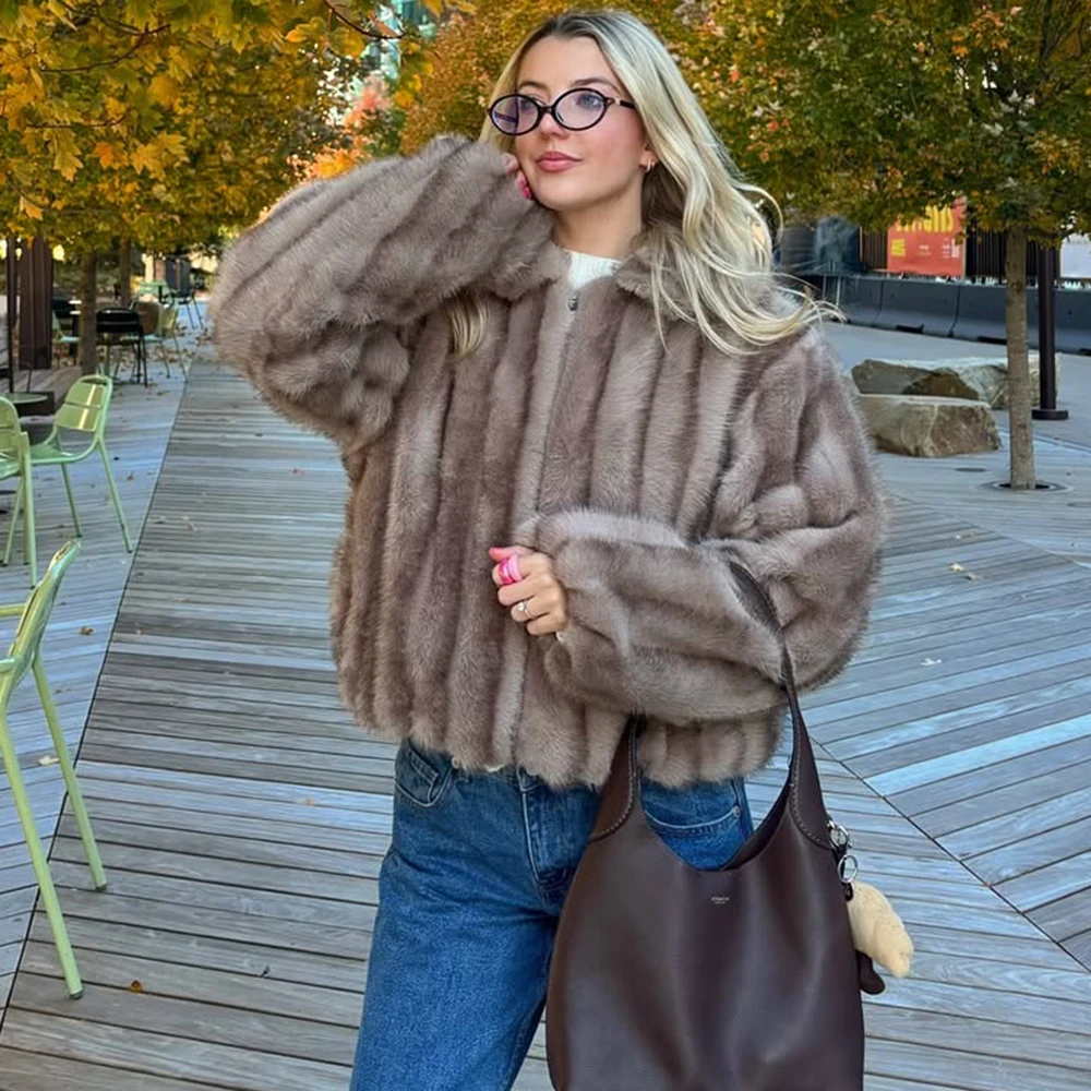 

Tuularose женское пальто из искусственного меха с отложным воротником и длинными рукавами на молнии, женская верхняя одежда, модная уличная толстая теплая женская верхняя одежда