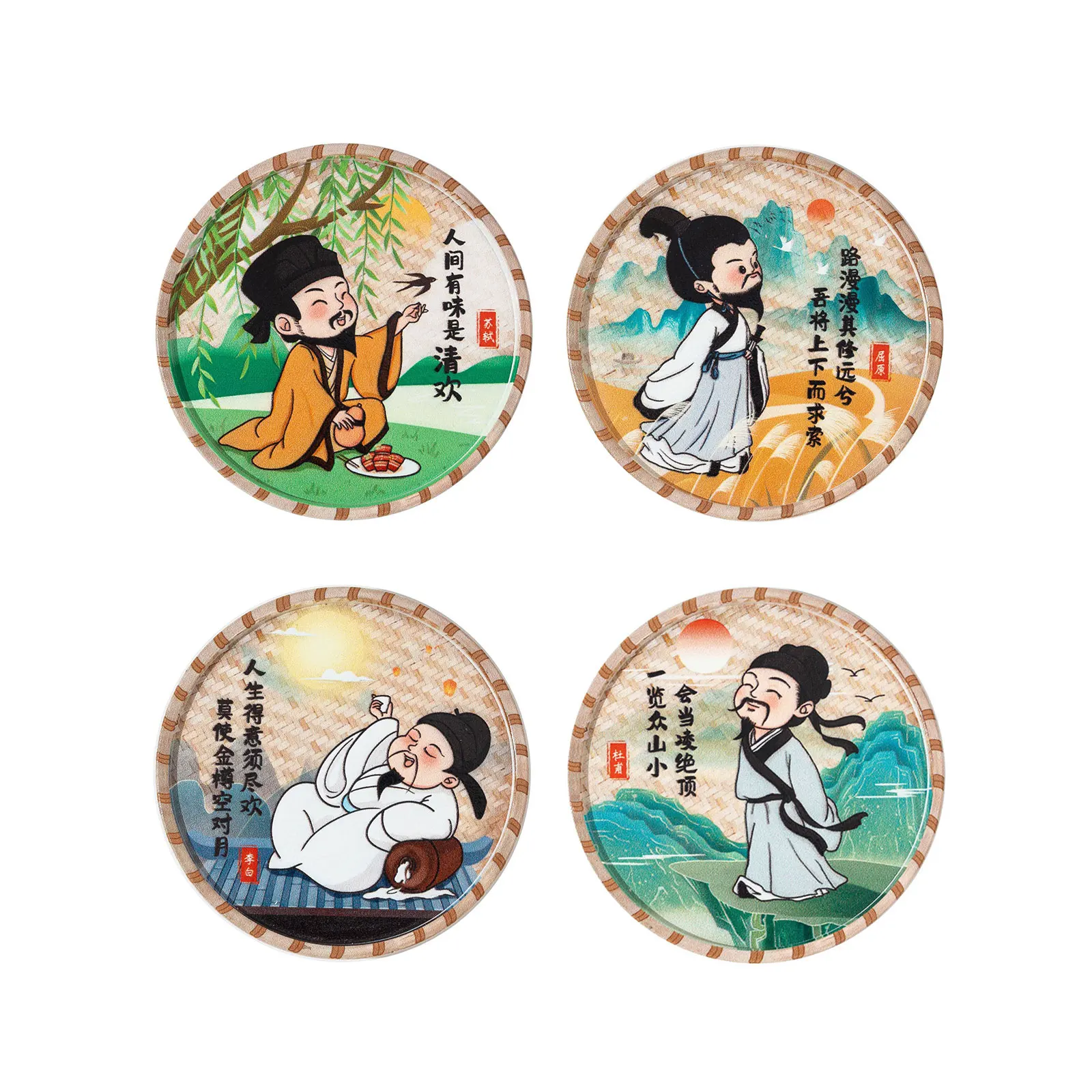 Chinesischer alter Dichter-Kühlschrankaufkleber, Gedenkgeschenk im chinesischen Stil