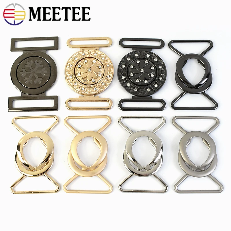 2Pcs Meetee 40mm Metal Buckles Women Coat Belt Buckle Down Jacket Snap Hook Waistband Clothes Decorative Belts Button Hardware