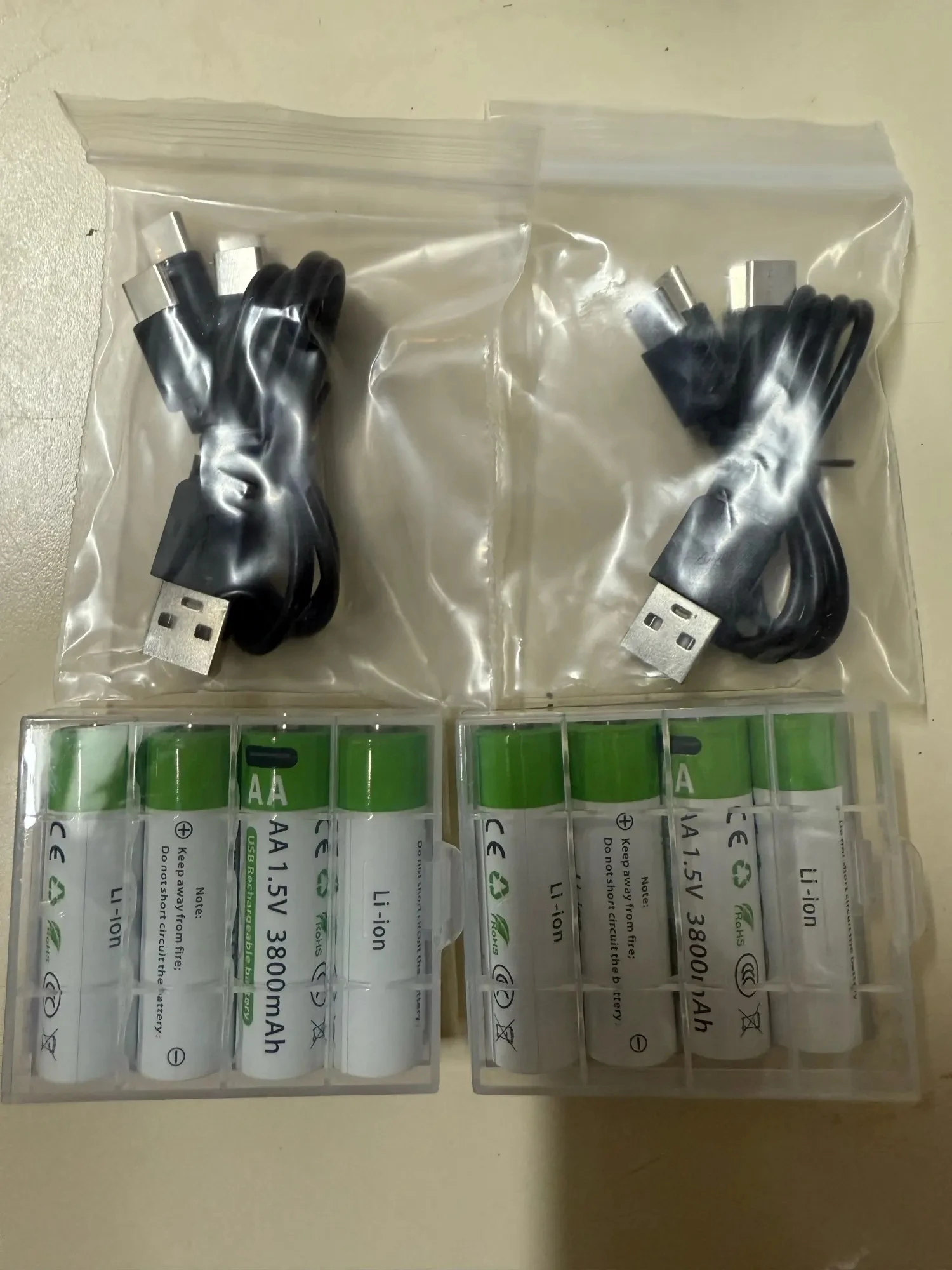 

Li-ion AA and AAA Rechargeable Batteries USB Lithium-ion 3400mWh 1.5V AA Rechargeable Battery+800mWh 1.5V AAA Battery