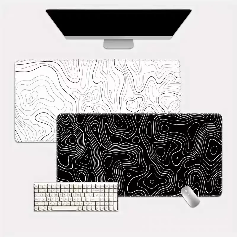 

Large Mouse Pad Lines HD Mousepad Natural Rubber with Stitched Edges Office gaming accessories Black non-slip Desktop mousepad