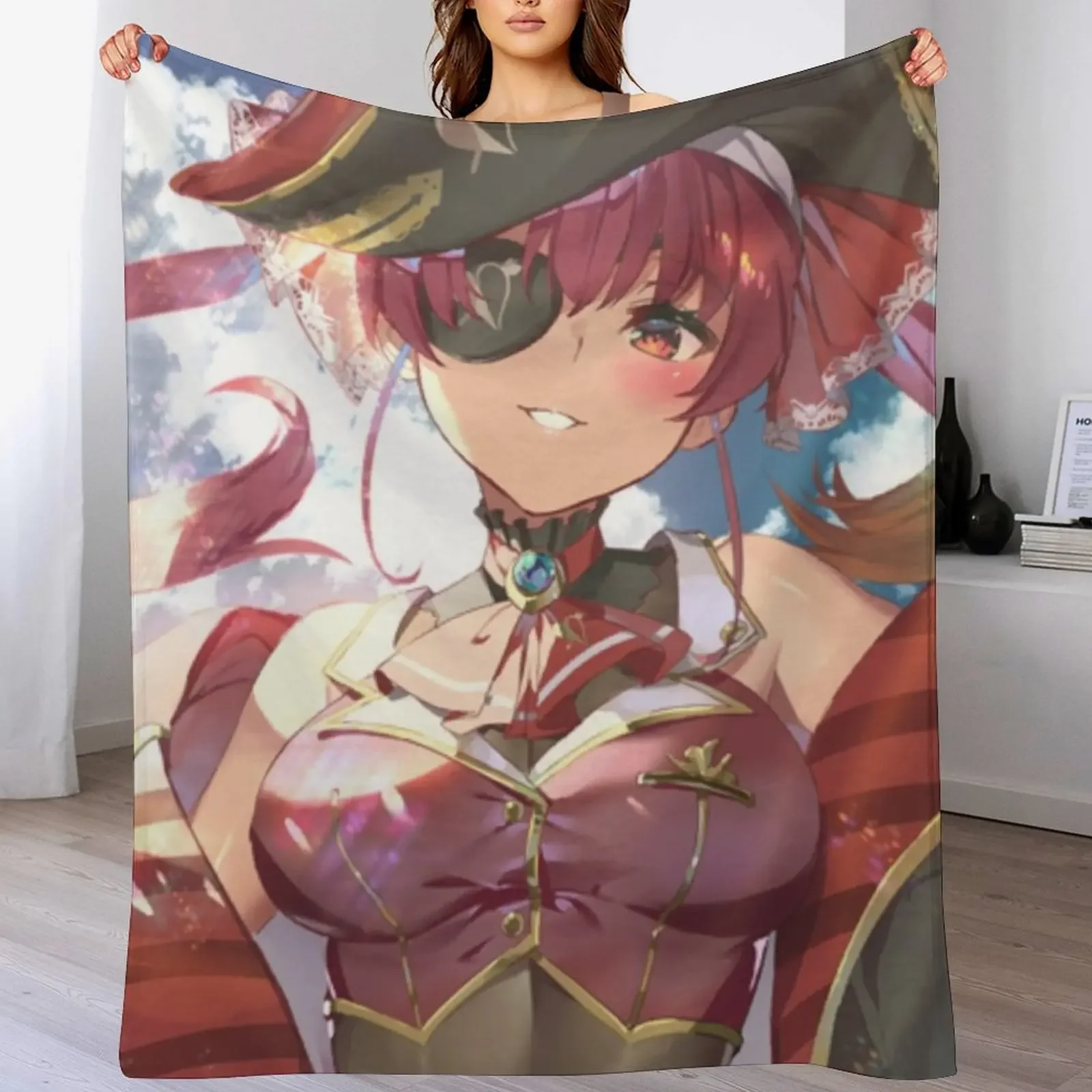 

Houshou Marine Wearing Pirate Suits Throw Blanket Thin Plush Blankets For Baby Soft Blankets