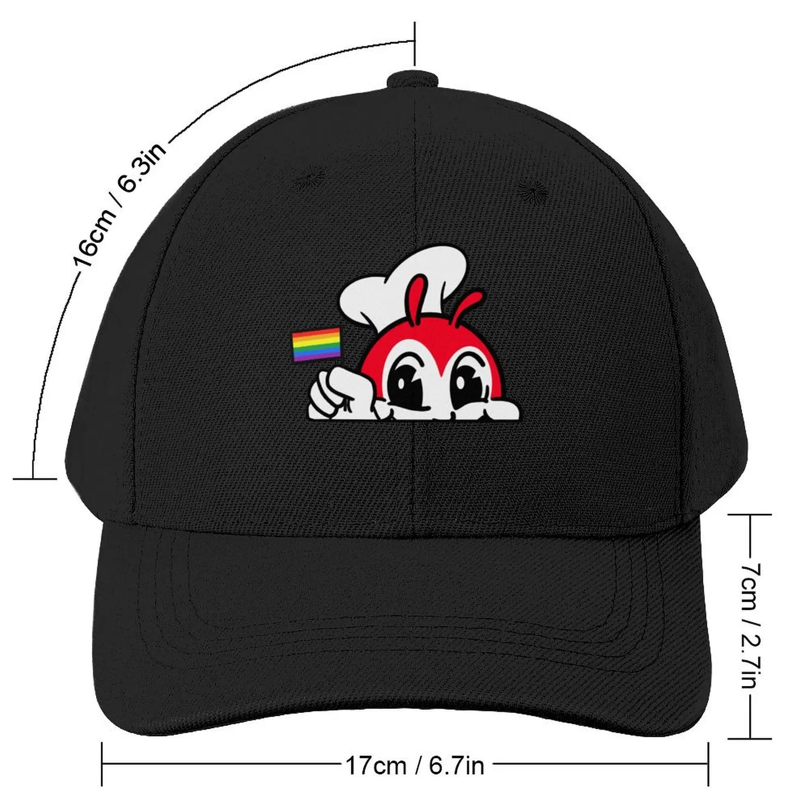 JOLLIBEE PEEKING GAY PRIDE FLAG FILIPINO BACK PRINT Baseball Cap funny hat Fluffy Hat Icon Big Size Hat Caps For Men Women's