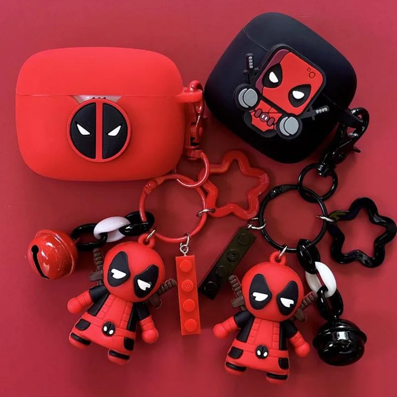 Marvel Deadpool Earphone Case Cover For JBL Tune Buds/Tune Flex Silicone Wireless Earbuds Protective Shell With Keychain