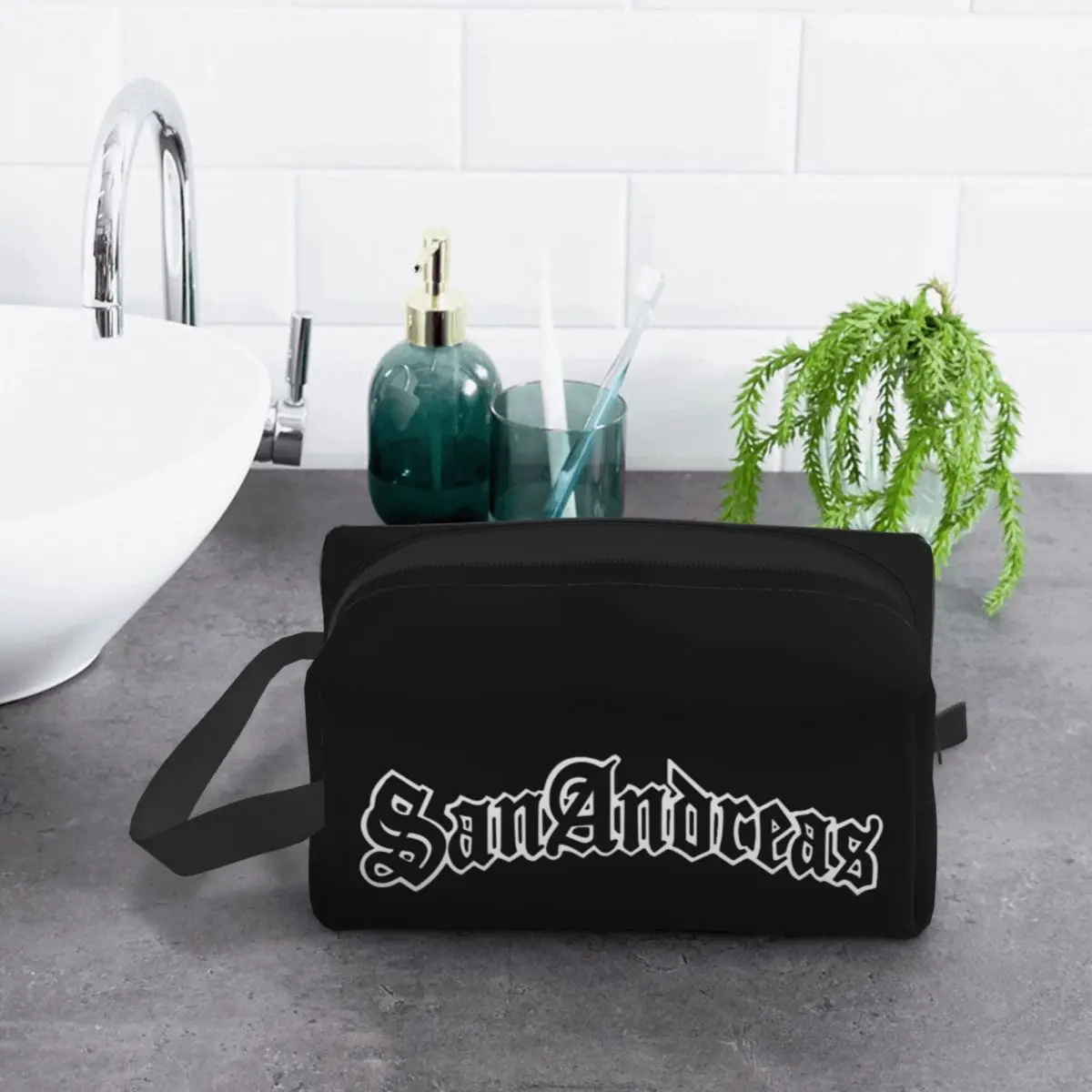 Sherm Head GTA San Andreas Logo Косметичка Органайзер для косметики Набор для хранения Dopp Косметичка для туалетных принадлежностей Пенал