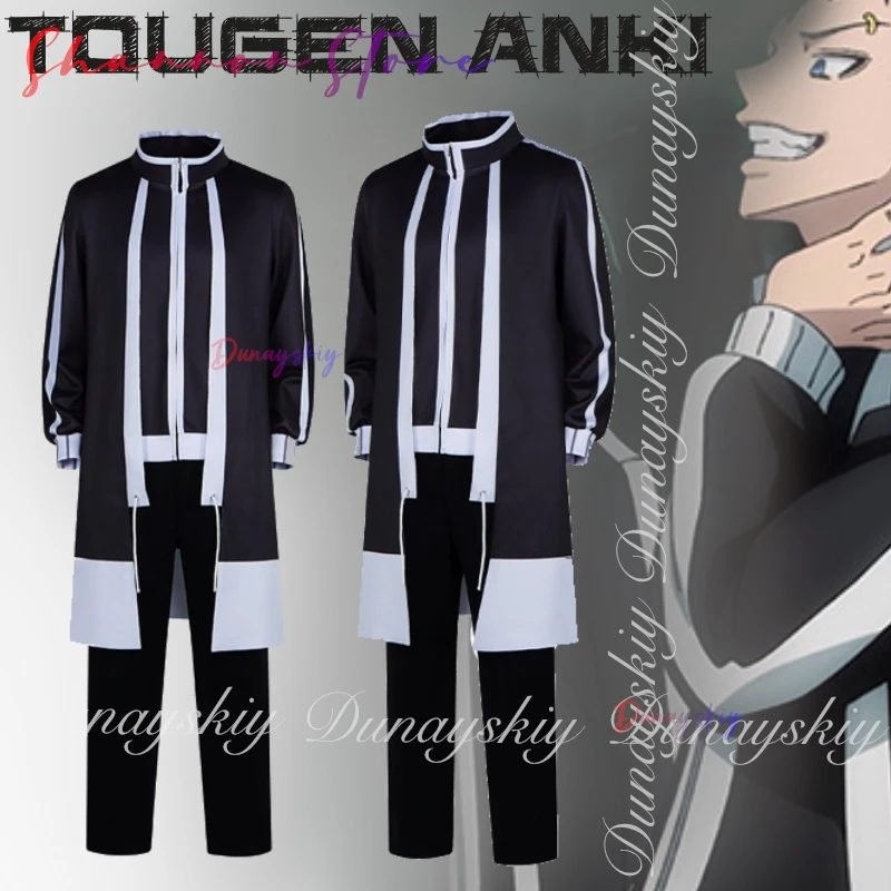 

Tougen Anki Anime 코스프레 The Rasetsu Academy Черно-белая школьная форма Мужская и женская духи 코스프레 Костюм Полный костюм
