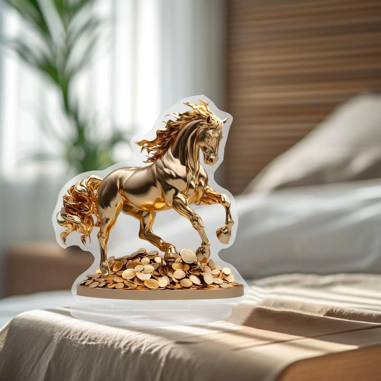 2D Flat Horse Statue Desk Decor Crafts Collectible Acrylic Desktop Ornament for Living Room Dining Room Walkway Window Office