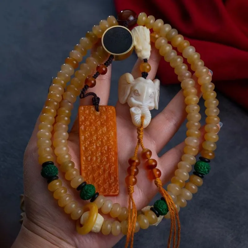 Goat Horn , 108 Round , Decorative , Apple-Shaped , Buddhist Prayer , Auspicious Charm Beads, Elephant-