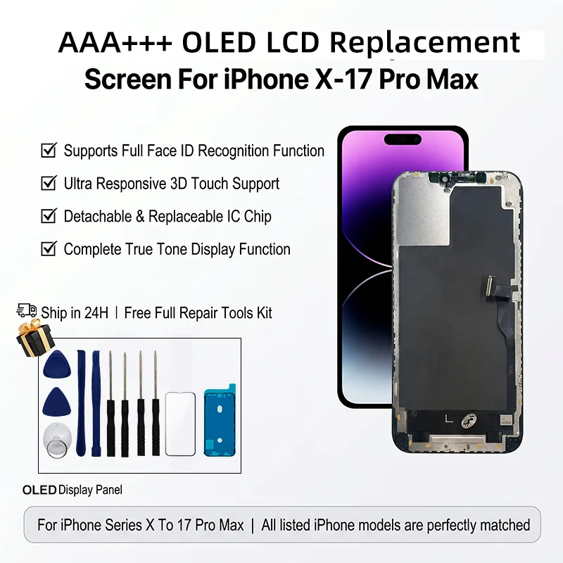 OLED 17 LCD For iPhone X XS XR 11 12 13 PRO Screen For iPhone 14 Plus 15 pro Touch Screen For INCELL 16 Pro Max Display 12 Mini