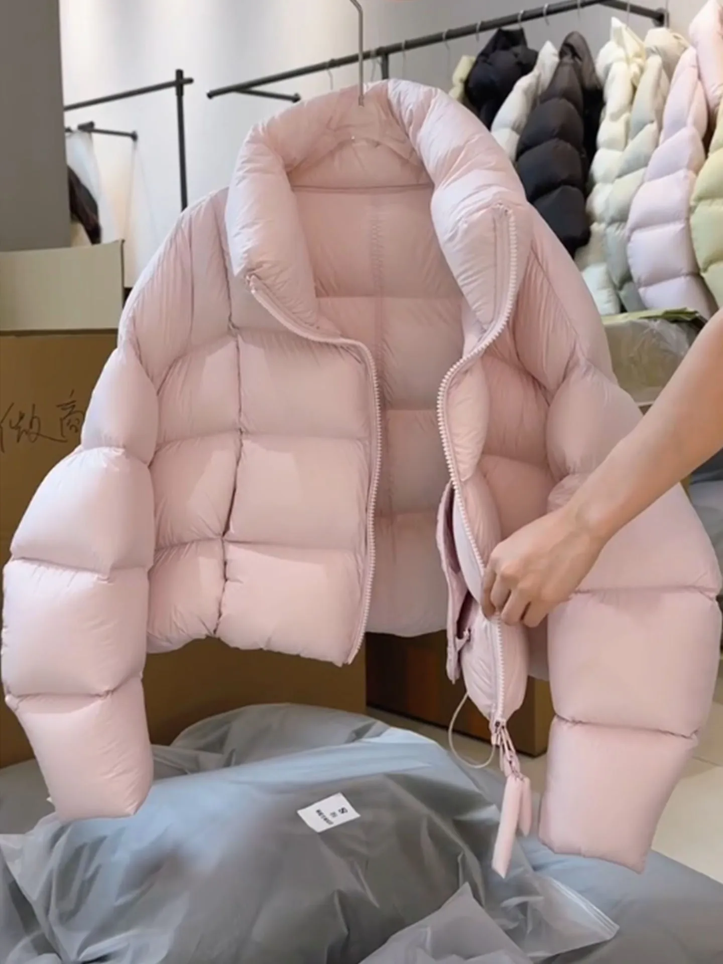 Coréen Sle ort Puffer Jaet femmes Bla fausse fourrure manteau hiver taille haute Thiened Polyester Fiber blanc Du vers le bas