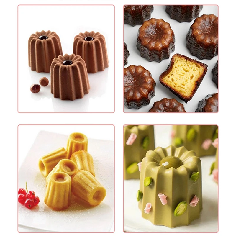 12/15 Holes Silicone Mold Muffin Cupcake Baking Tray Bordelais Fluted Cake Pudding Mold DIY Baking Kitchen Accessories