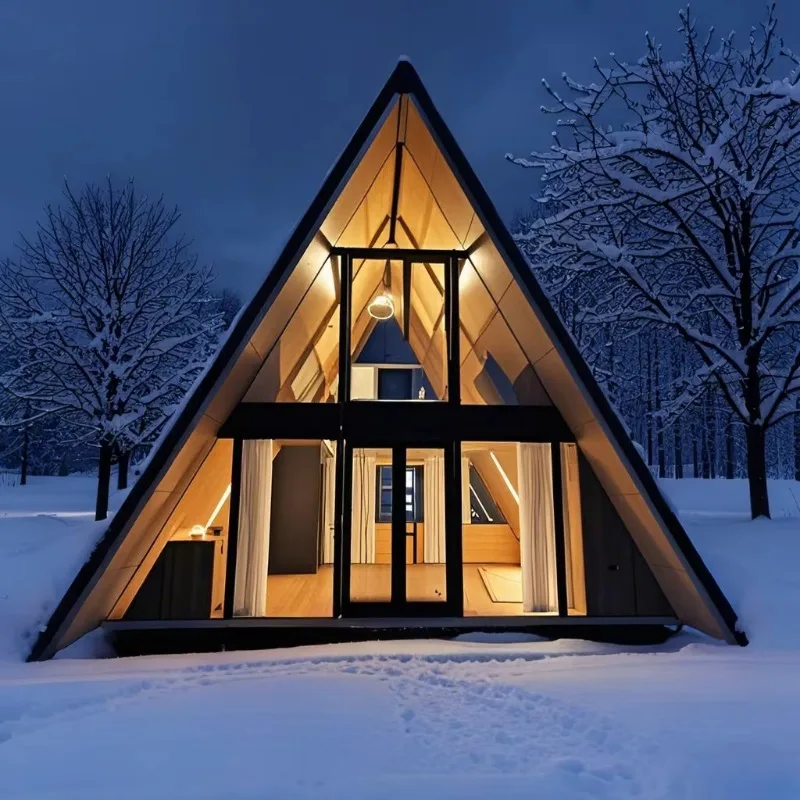 Modern Triangle A Frame House Portable Tiny Cabin Modular Wooden Outdoor Living Space