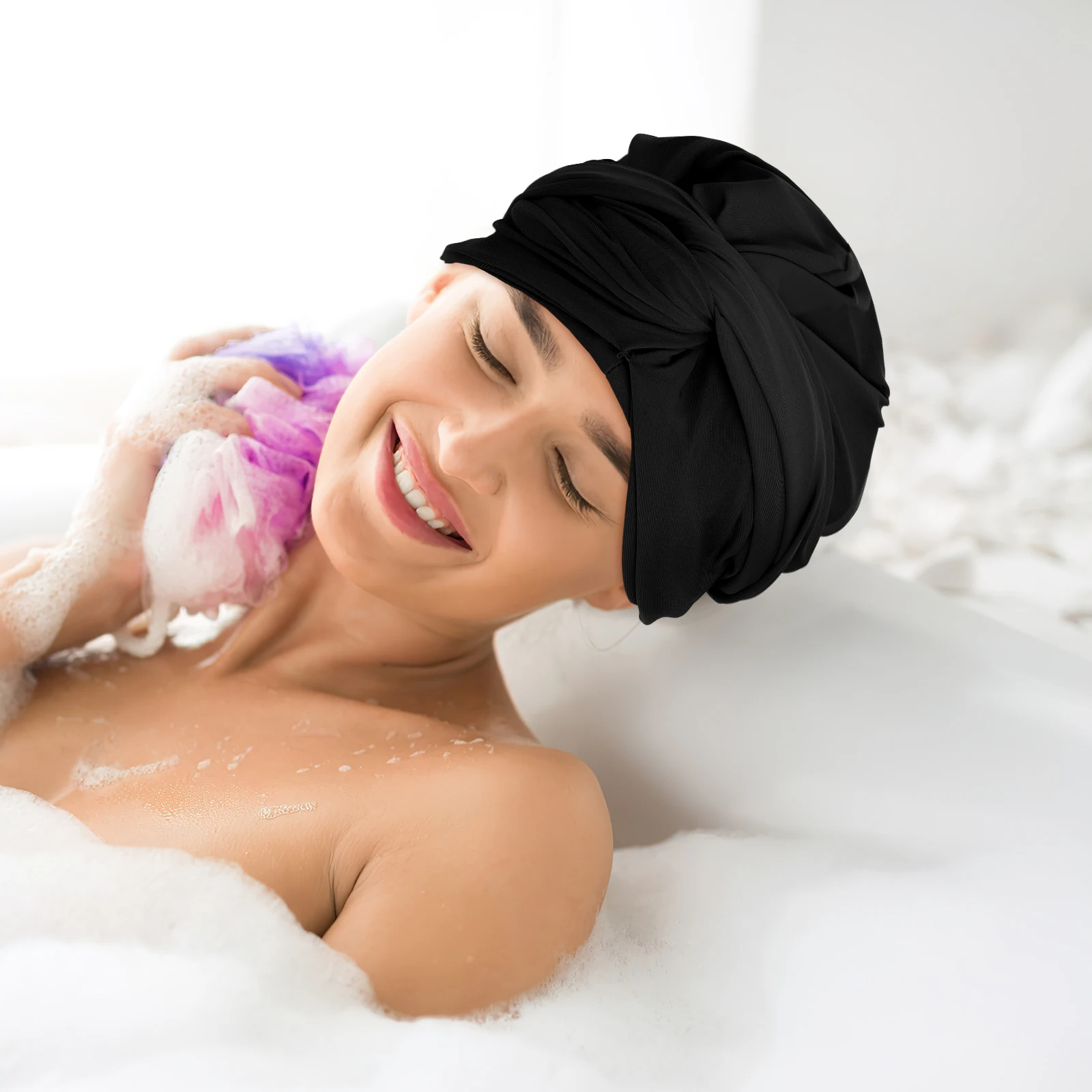 

Swim Cap for Long Hair Women High Elasticity Waterproof Shower Bathing Silicone Swim Caps Reusable Large Size Soft Comfortable