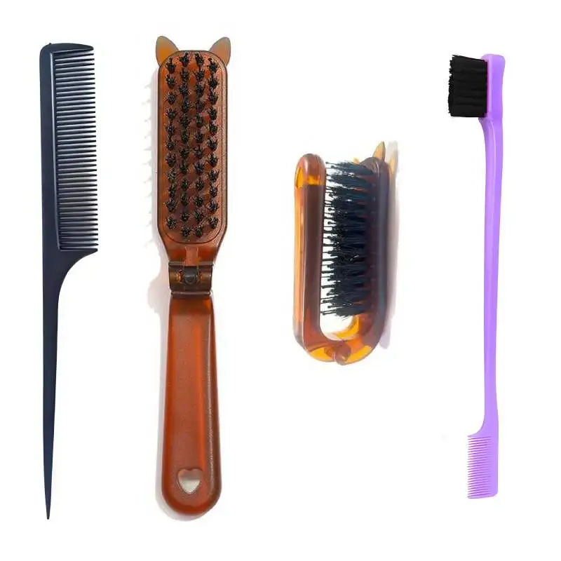 

Foldable Cute Hair Brush Detangling Brush Scalp Hard Bristle Hair Brush and Comb No Damage Hair Brushes Small Travel for Woman