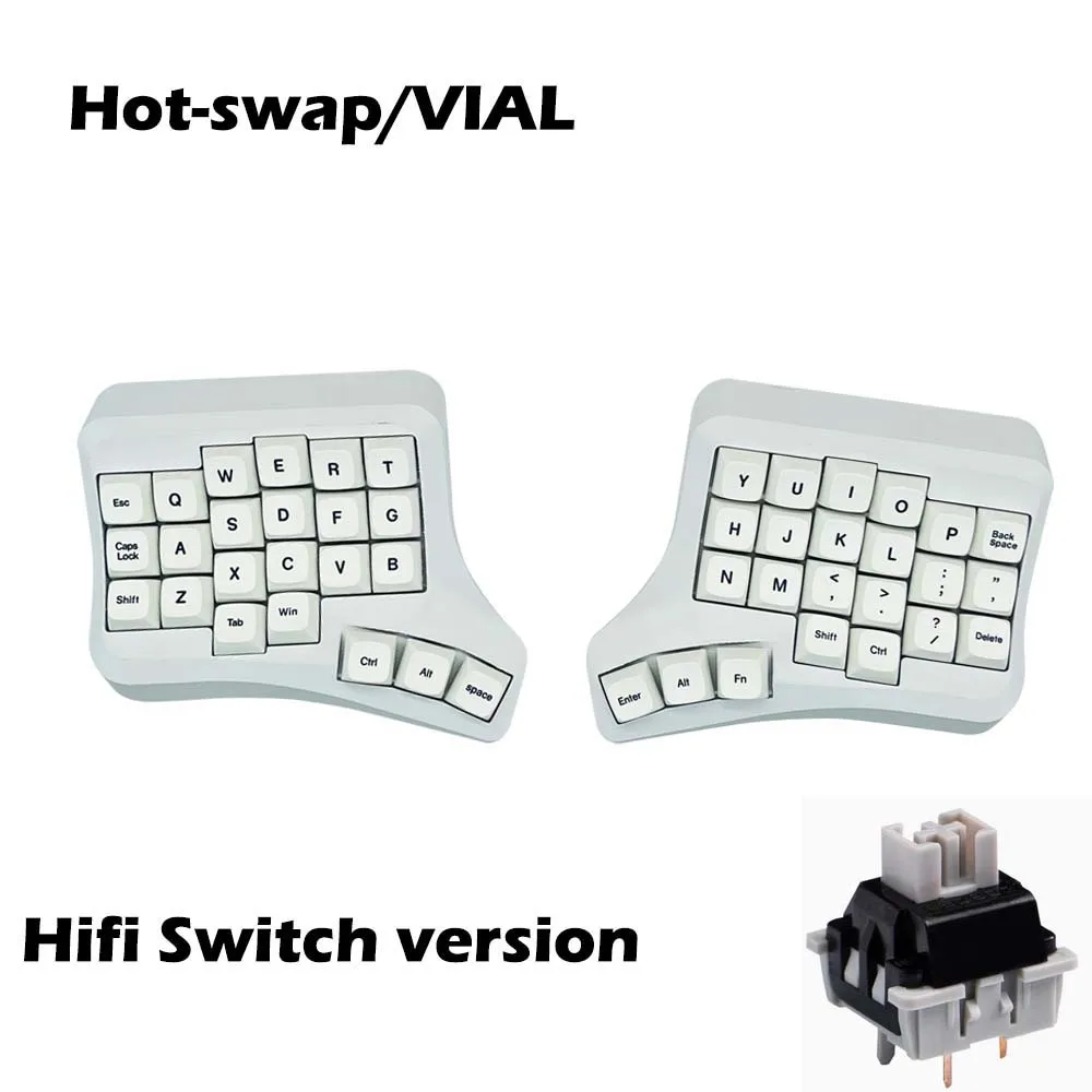 Teclado mecânico de ergonomia curvada dividida VELVET Hot-swap 2.4G sem fio VIAL programável