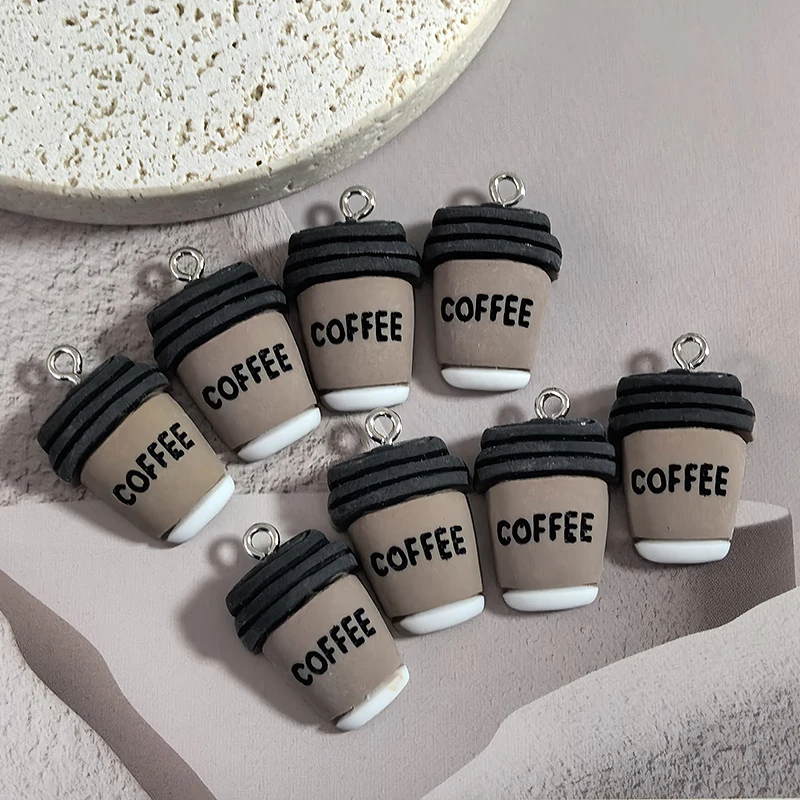 10 قطع الراتنج فلاتباك زجاجة القهوة القرط سحر خمر شرب زجاجات سوار حقيبة المفاتيح سحر DIY مجوهرات الإكسسوار #5