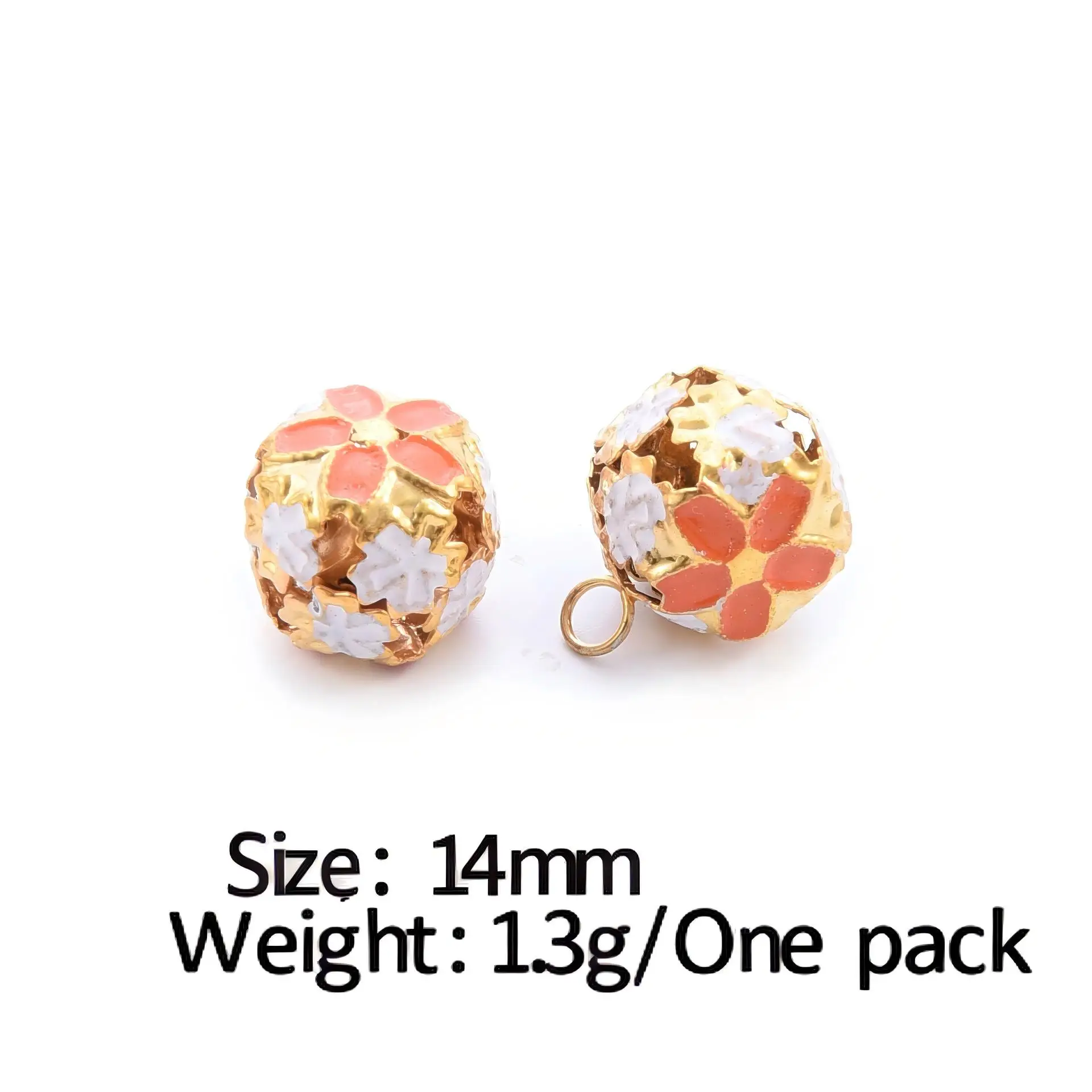 30pcs/lot Colorful Jingle Bells Gold Plated Flower Shaped for Party Christmas Decoration Handmade Accessories 14mm CP0584