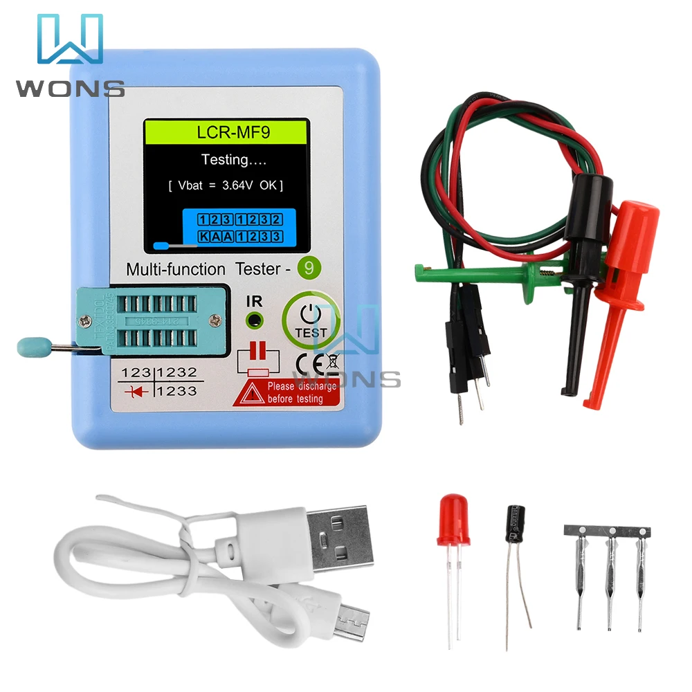 

MF9 TFT1.8 Inch Transistor Tester Diode Triode Capacitance Meter LCR ESR Meter NPN PNP MOSFET IR Multifunction Tester Multimeter