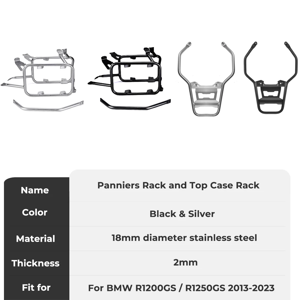 For BMW R1200GS R1250GS LC Adventure R1250GS Panniers Rack Stainless Steel Top Case Racks for BMW GS 1200 1250 GS LC Adventure