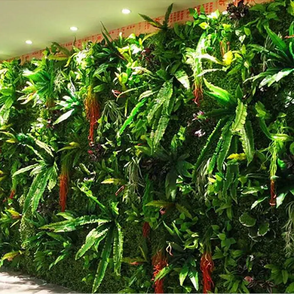 

UV Resistant Artificial Grass Wall Panel Square Shape Green Color Privacy Fence Panel 40*60cm Size Plastic Plant Wall Panel