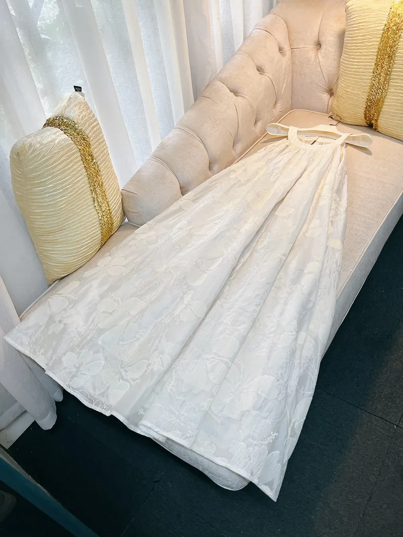 

Laid-ba Sle Linen Long Dr New Chinese Retro A-Line Maxi Skirt Ne Hanging oulder Exposure Holiday Dr