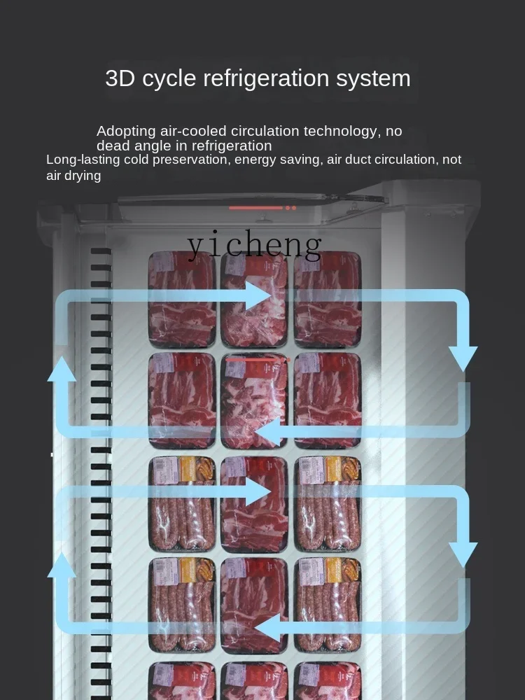 Tqh Cold Fresh Meat Display Cabinet Commercial Fresh Pork Cooked Food Refrigerated Cabinet Supermarket Fresh Cabinet Freezer