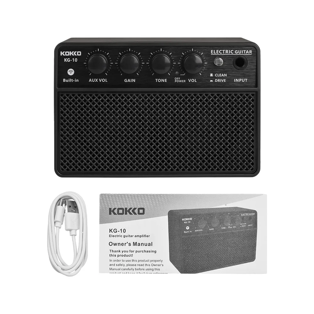 

KOKKO 10W Small Electric Guitar Amp Portable Guitar Speaker Rechargeable Supports BT/Headphone Connection 6.35mm Interface Plug