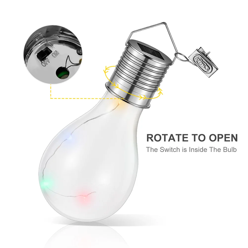 

4pcs Solar Powered Glass Bulb LED Copper Wire Lights Lamp Hanging Lamp Bulb for Garden (Transparent, Colorful Lights)