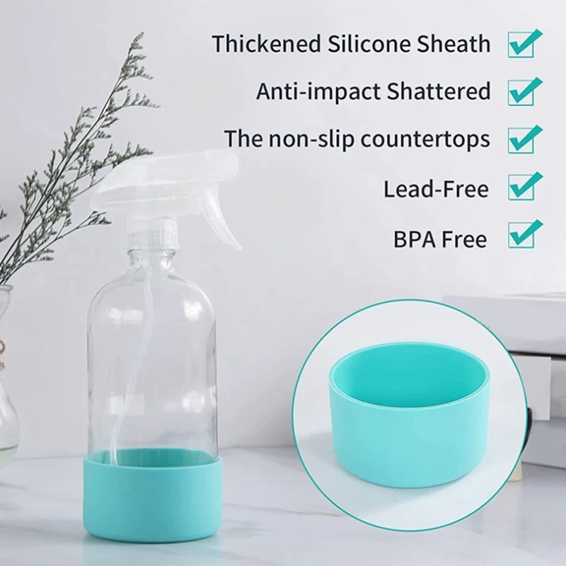 Flaconi Spray in vetro trasparente con manicotto in Silicone, flacone vuoto riutilizzabile per soluzioni di pulizia, spruzzatore d'acqua