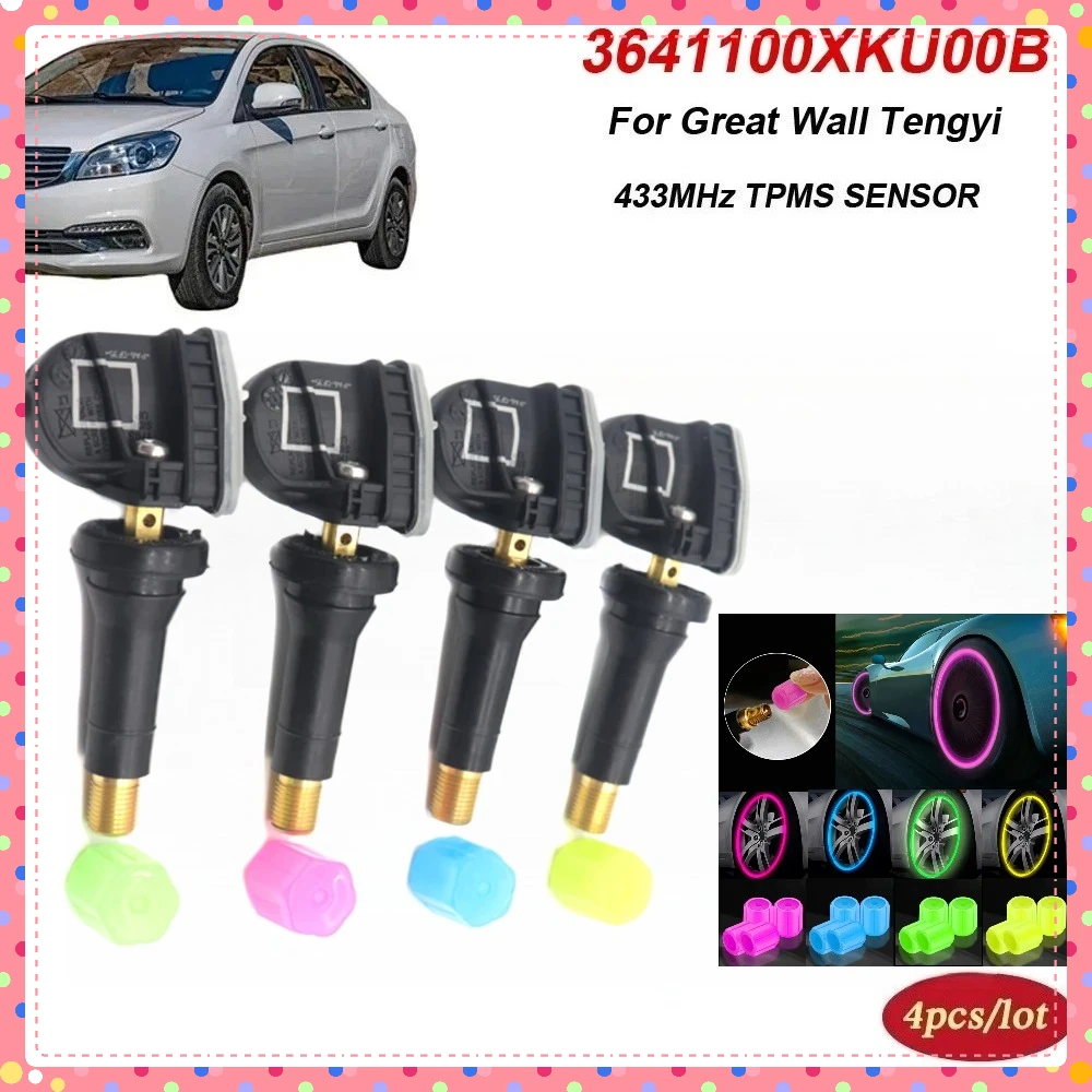 

3641100XKU00B 4PCS TPMS 433MHz For Great Wall Tengyi For Wingle Wingle For Fengjun New Tire Pressure Sensor Alarm Monitor Sensor