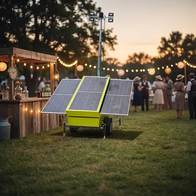 Storike Factory Price Mobile Solar Power Light Tower 1200AH Gel Lithium Battery Telescopic Mast LED Lighting Trailer CE