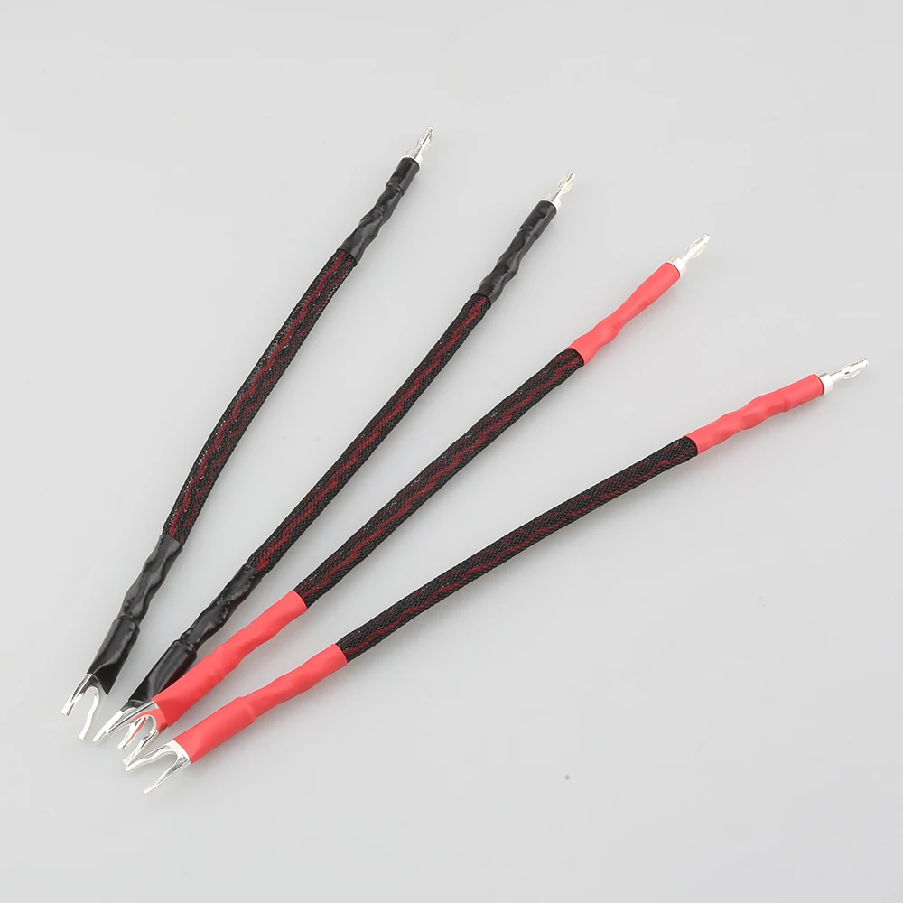 

4pcs 6AG Hi-End Hifi Audio Jumper Wire Banana to Y Spade hifi speaker Jumper speaker cable biwire jumper leads