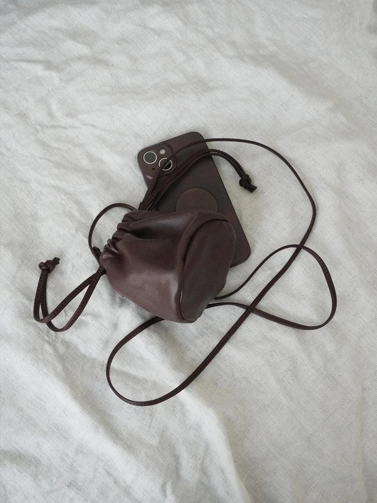 

PANLULUPAN Dstring eepskin Coin Purse Ne Hanging Decorative Bag Korean Sle Casual Buet ape Leather Bag