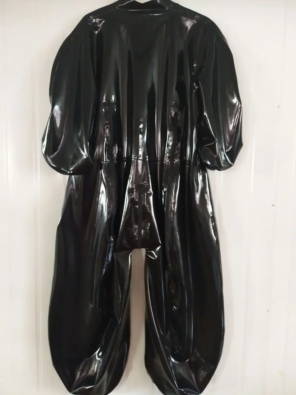 

Latex Gummi Rubber Black Catsuit Cosplay Bodysuit Masquerade Jumpsuit Shoulder Zipper 0.4mm S-XXL