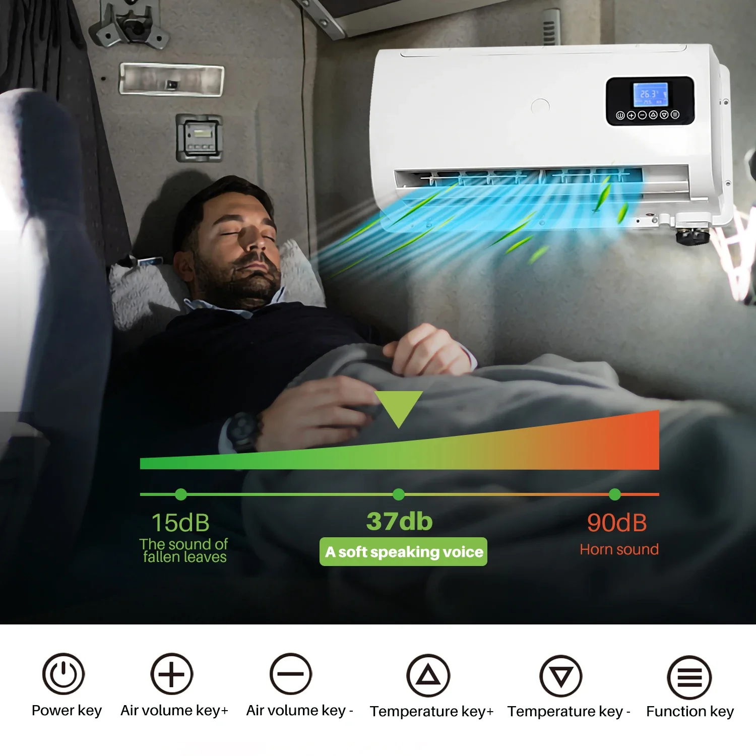 Treeligo 12v/24v 12000btu caminhão split ar condicionado elétrico estacionamento refrigerador unidade ac para caminhão campista van caravana motor