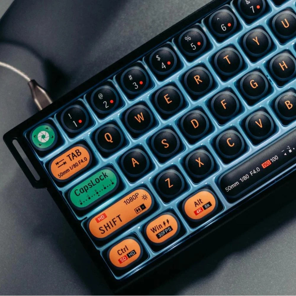 Camera Theme Keycap MOG Profile PBT Thermal Sublimation Black Keycaps for Gaming Mechanical Keyboard Customized Round Key Cap