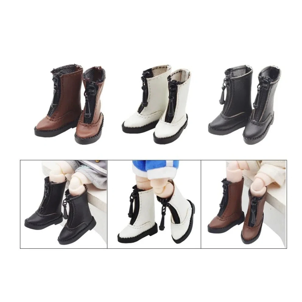 1 Pair High-top Obitsu 11 Doll Leather Boots Mini High-heeled 1/12 Bjd Doll Leather Shoes PU Leather GSC 1/12 Bjd Doll Boots