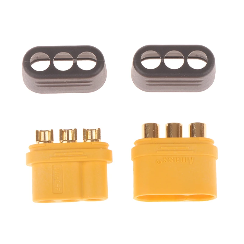 1Pair Amass MR60 Plug 3.5mm 3 Core Connector T Plug Interface Connector Sheathed With Protector Cover For RC Model