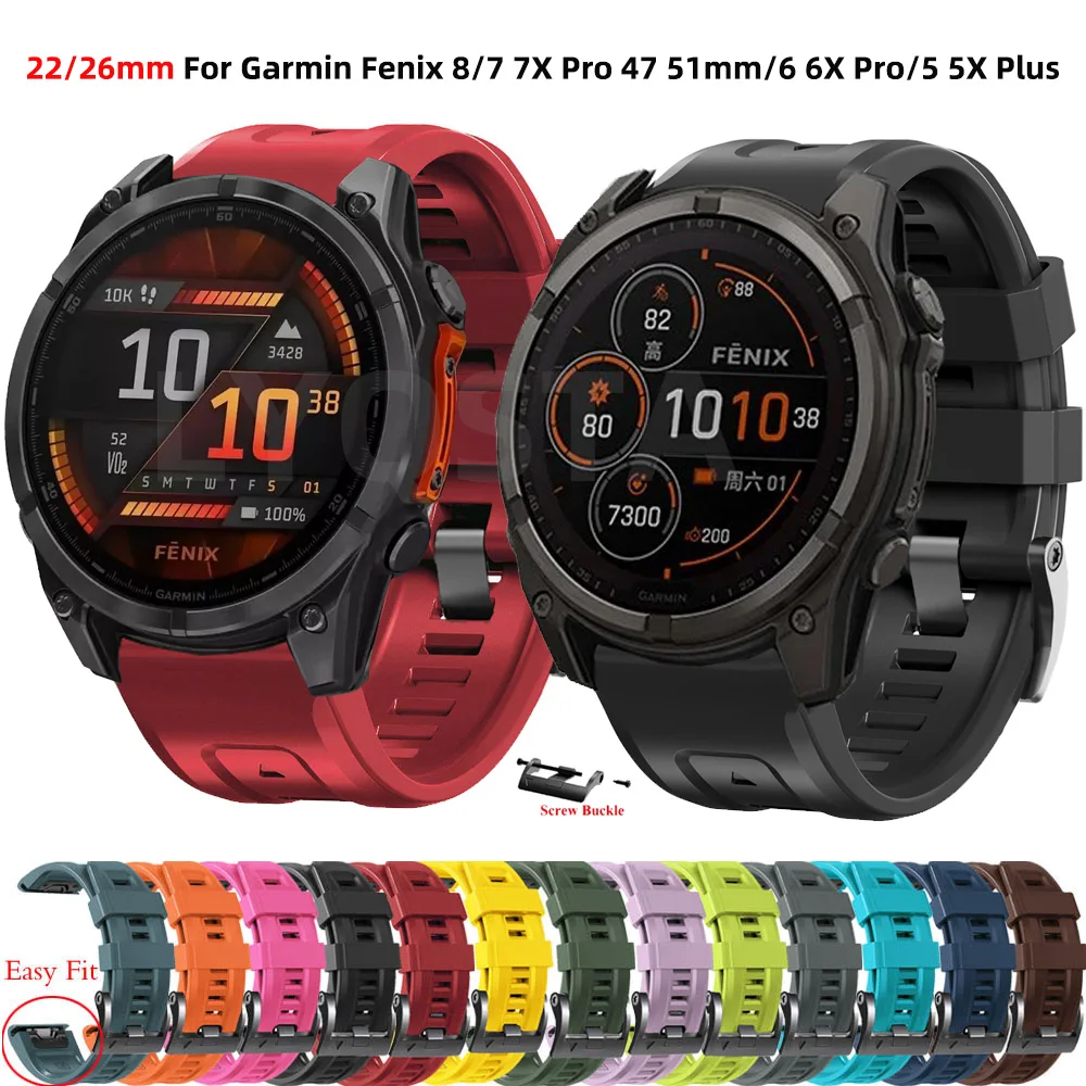 

Quickfit 22mm 26mm Band Suitable For Garmin Fenix 8 8X 7 7X 6 6X Pro 5 5X Plus/Epix Pro Gen 2/Forerunner 965 955 Strap Bracelet