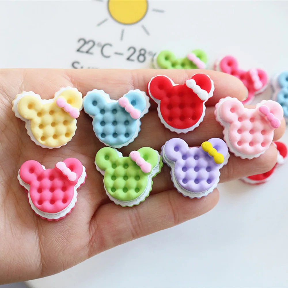 10PCS Bear Head Cookies Series Resin Flatback Cabochons For Hairpin Scrapbooking DIY Jewelry Craft Decoration Accessories