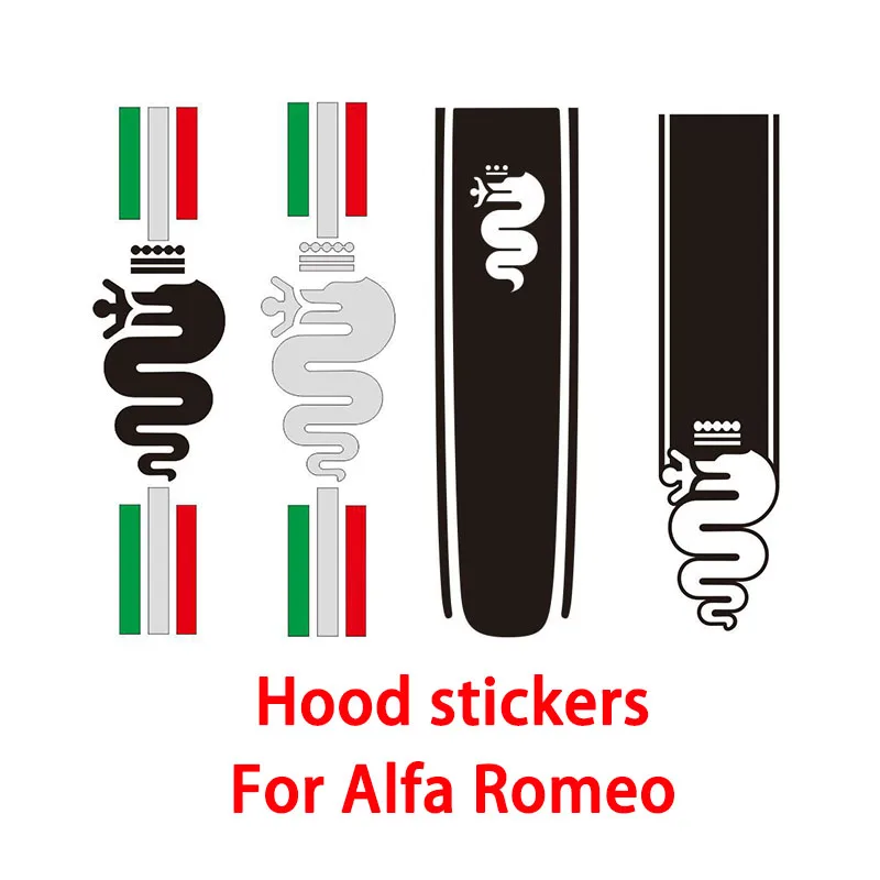 

Наклейки на капюшон, эмблема змеи, значок, параллельная линия для Alfa Romeo Giulia Stelvio 159 156 147 Giulietta Spider Brera Outdoor