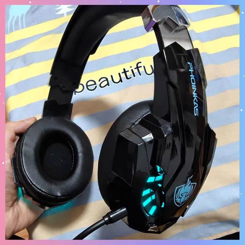 

G9000PRO Проводная гарнитура для киберспорта с микрофоном, игровые наушники, 40 мм, большая динамическая катушка, мягкие кожаные наушники со светодиодной подсветкой