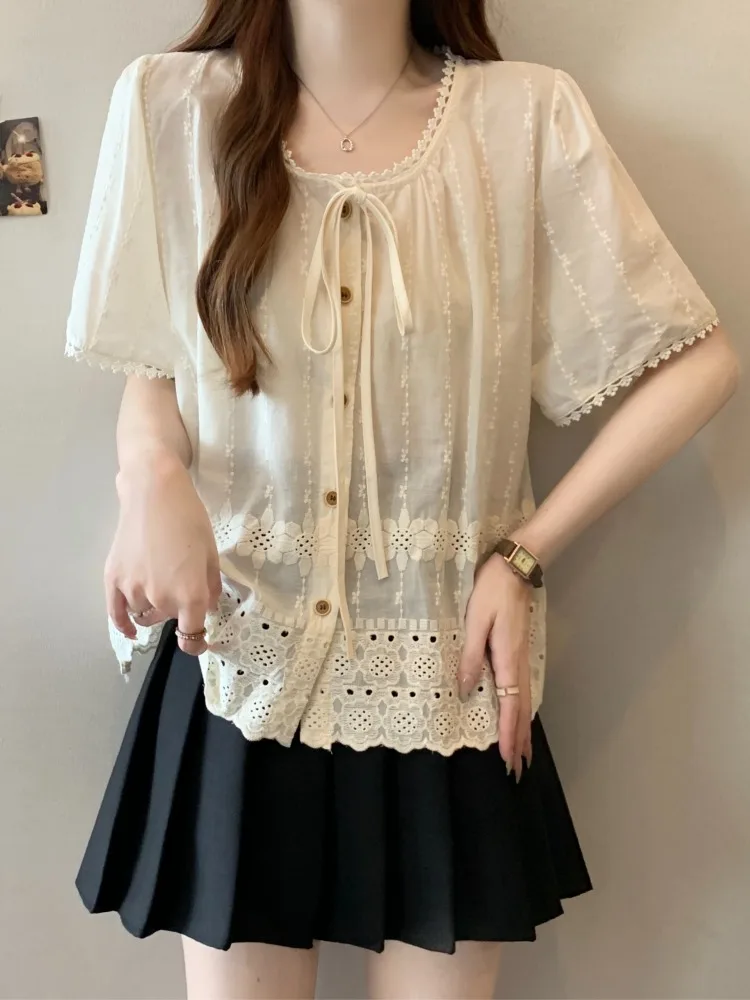 

Ele ort Sve irt Women's Faionable French Sle Top plus Size Bubble Sve round Ne Casual Wear Summer New Arr...