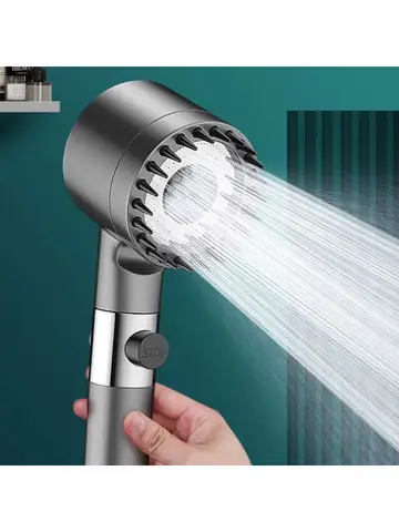 High Pressurized Filter Shower Head 3-mode Adjustable Spray with Massage Brush Rain Faucet Bathroom Accessories