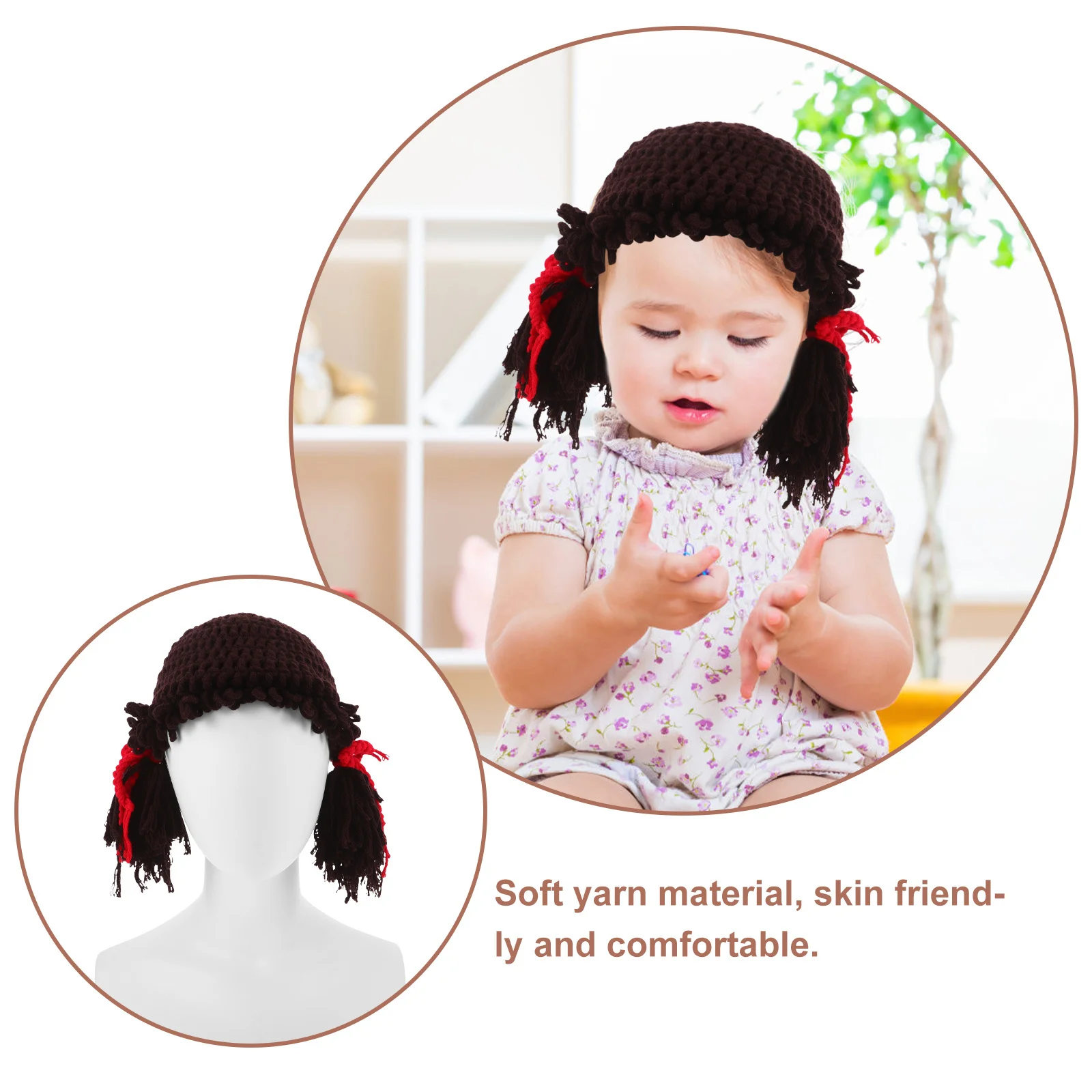 طفل متماسكة قبعة الرضع ضفيرة كرنفال الشتاء أغطية الرأس لينة الغزل الضفائر زي قبعة صور الدعائم لحديثي الولادة بنين بنات