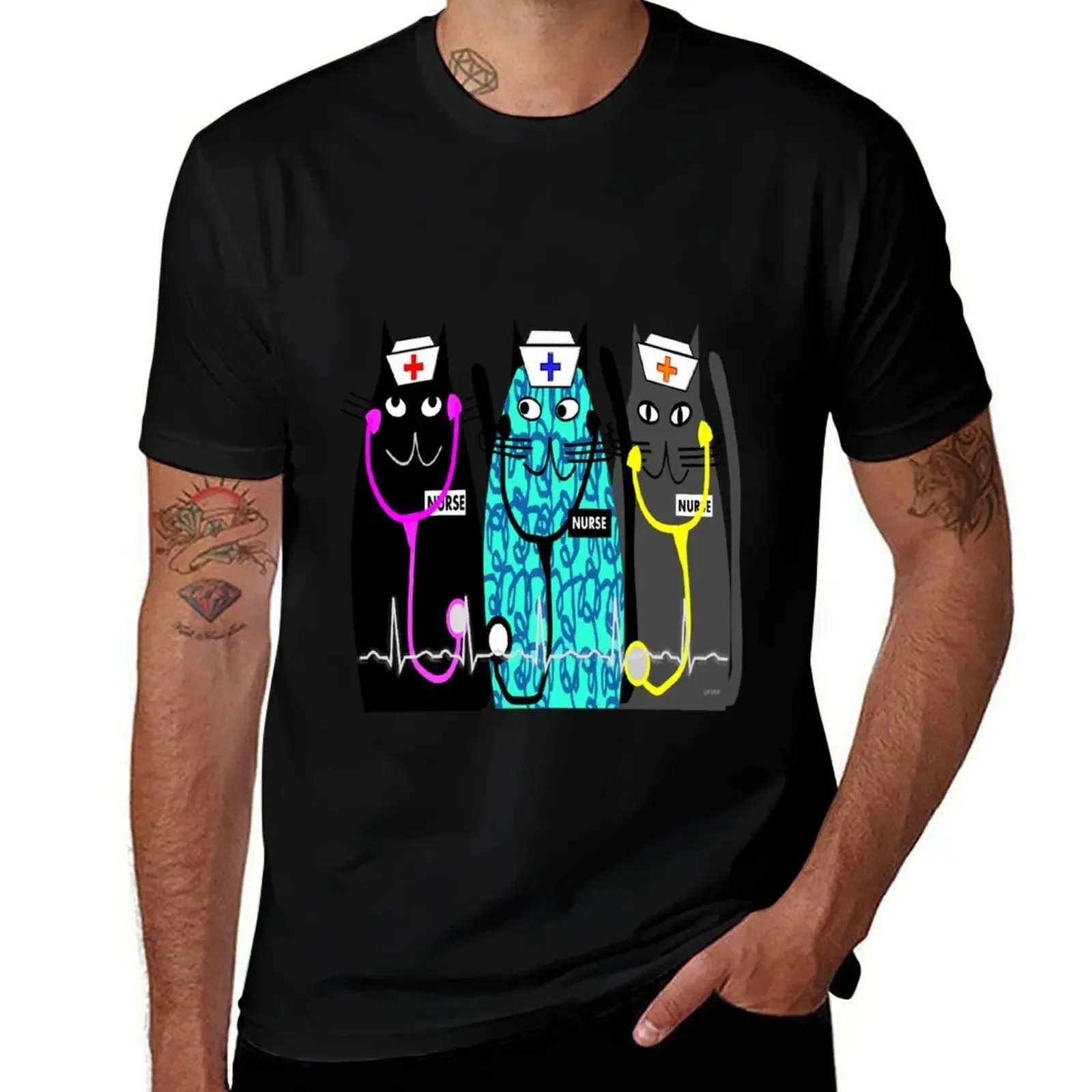 Whimsical Nurse Cats T-Shirt shirts graphic tees plain anime figures baggy shirts men tshirt